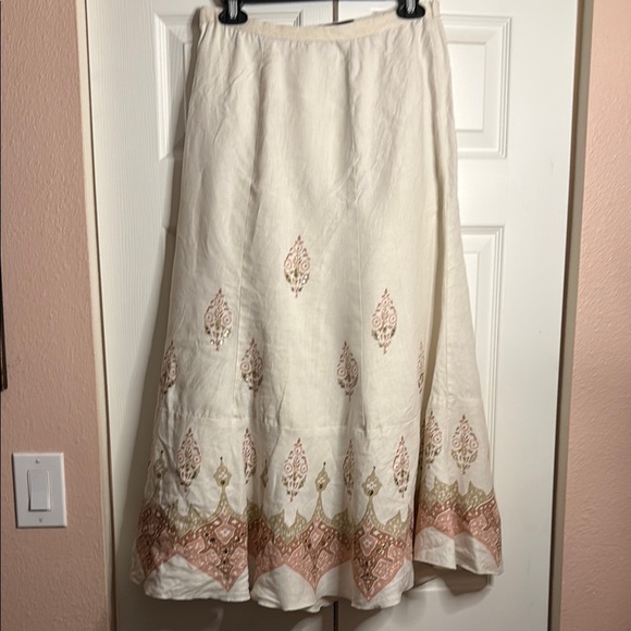 Karen Kane Cream and Brown Embroidered Maxi Skirt - Picture 3 of 8